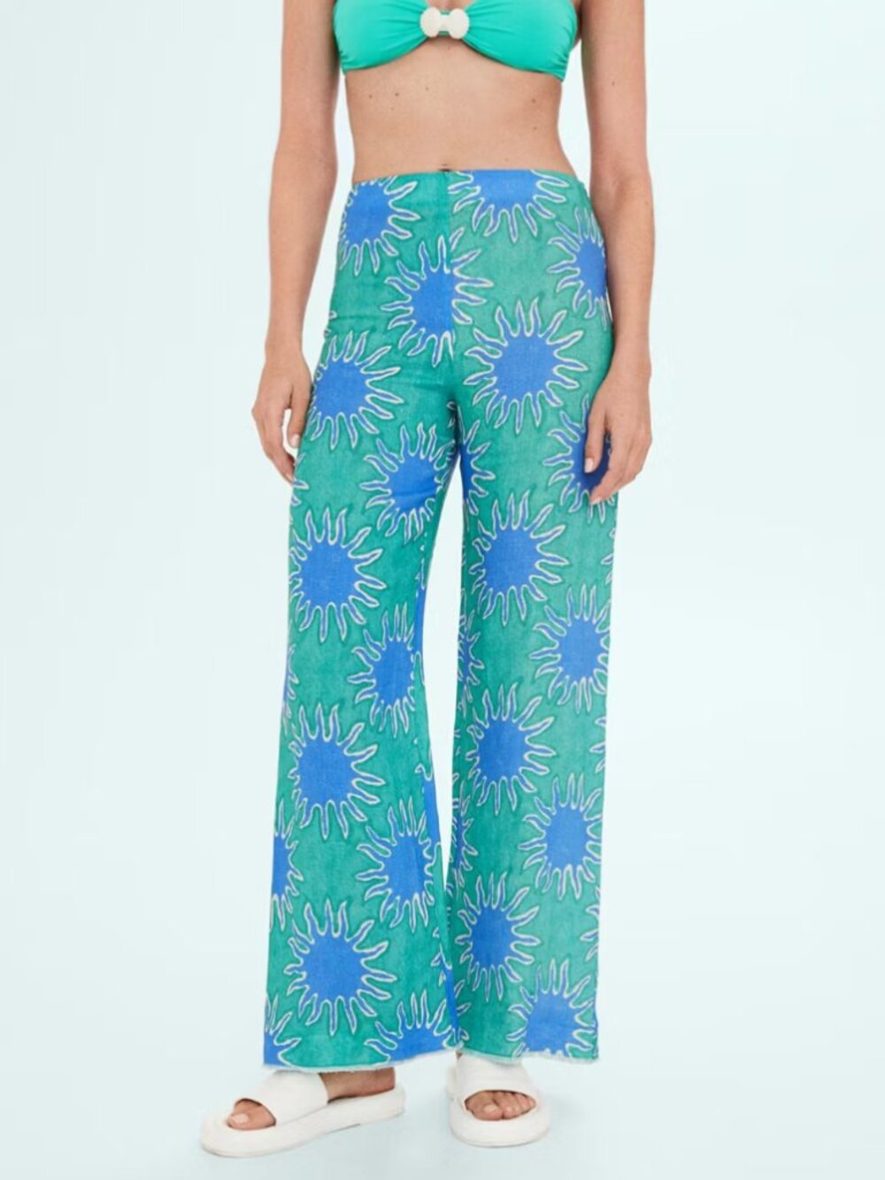 Mango x Simon Miller Wide-Leg Printed Linen Trousers NWT